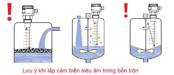 lắp đặt cảm biến siêu âm đo mức nước trong bồn trộn