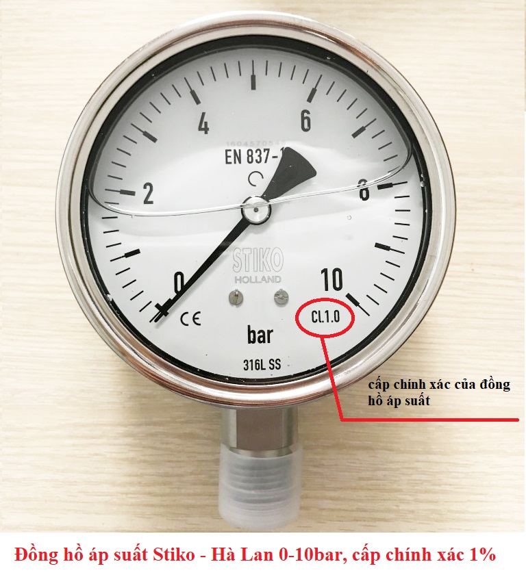 Đồng hồ đo áp suất hơi | Hơi nước nóng | Kèm ống Siphong - Thiết bị đo lường